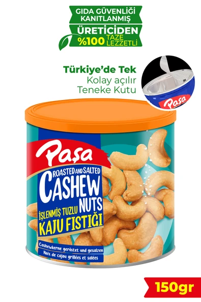 Paşa Kuruyemiş İşlenmiş Kaju Fıstığı Teneke Kutu 150 gr - 1