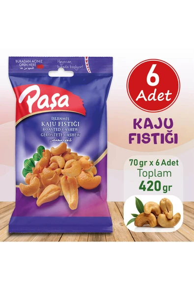 İşlenmiş Kaju Fıstığı 70 gr X 6 Adet (420 gr)