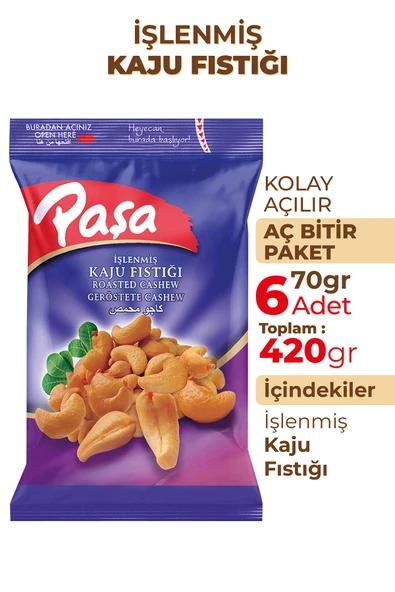Paşa Kuruyemiş İşlenmiş Kaju Fıstığı 70 gr X 6 Adet (420 gr) - 2