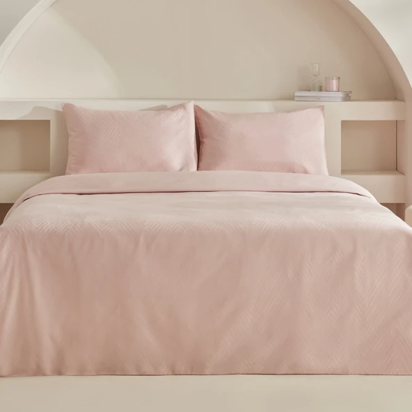 Karaca Home Charm Sion %100 Pamuk Jakarlı Saten King Size Nevresim Takımı Pudra - 2