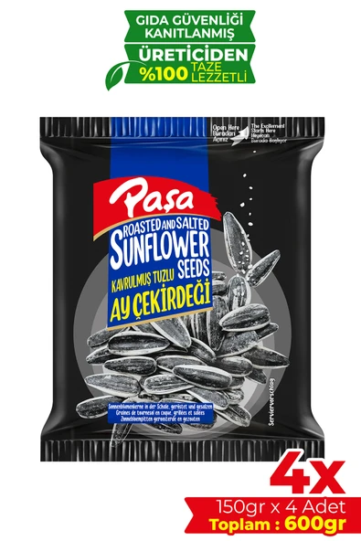 Paşa Kuruyemiş Kavrulmuş Tuzlu Siyah Ay Çekirdeği 150 gr X 4 Adet (600 gr) - 1