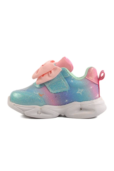 Aspor Turkuaz Cırtlı Işıklı Kız Çocuk Spor Ayakkabı - Resim 2