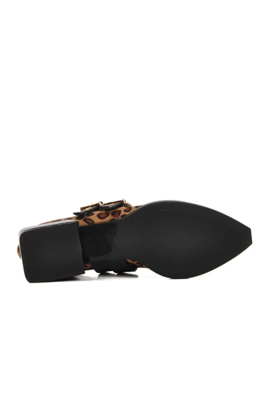 Aspor Taba Leopaer Desenli Kemerli Kadın Babet - 5