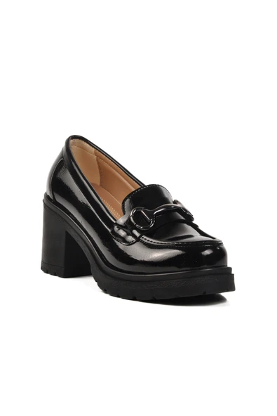 Aspor Siyah Rugan Topuklu Kadın Casual Ayakkabı - Resim 3