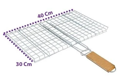 Ahşap Saplı Lüx Mangal Tel Izgarası 30x40 cm (Balık-Et-Tavuk)