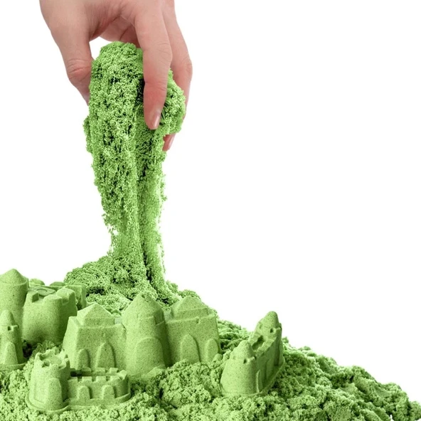 Çocuk 03687 Aksesuarlı Yeşil Kinetik Oyun Kumu 500 gr -Dede - 2