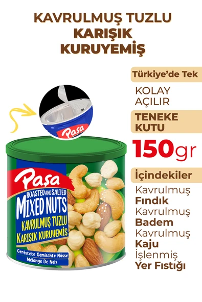 Paşa Kuruyemiş Kavrulmuş Karışık Kuruyemiş Teneke Kutu 150 gr - 2