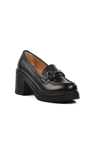 Aspor Siyah Topuklu Kadın Casual Ayakkabı - Resim 3