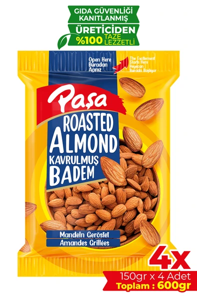 Paşa Kuruyemiş Kavrulmuş Badem 150 gr x 4 Adet (600 gr) - 1