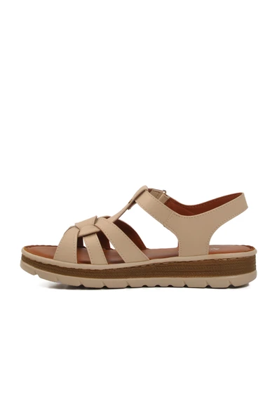 Aspor Bej Cırtlı Kadın Sandalet - 2