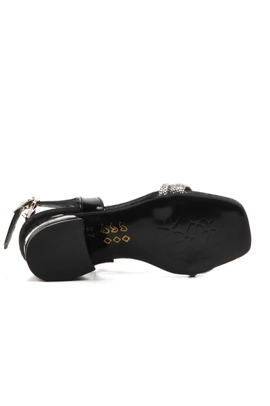 Aspor Siyah Taşlı Kız Çocuk Sandalet - Resim 5