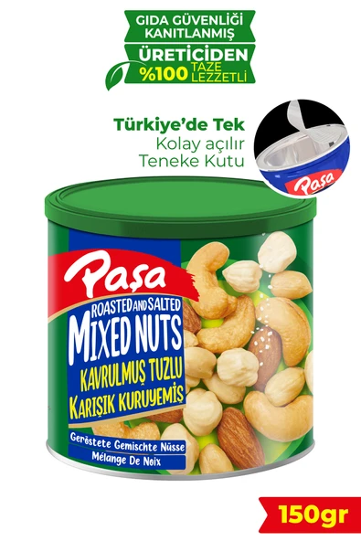 Paşa Kuruyemiş Kavrulmuş Karışık Kuruyemiş Teneke Kutu 150 gr - 1