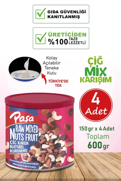 Çiğ Karışık Kuruyemiş Teneke Kutu 150 gr x 4 Adet (600 gr)