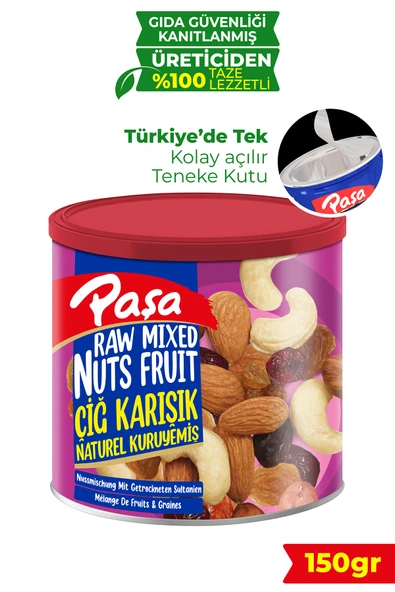 Paşa Kuruyemiş Çiğ Karışık Kuruyemiş Teneke Kutu 150 gr - 1