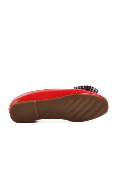 Aspor Kırmızı Rugan Fiyonk Kurdeleli Kız Çocuk Babet - Resim 5