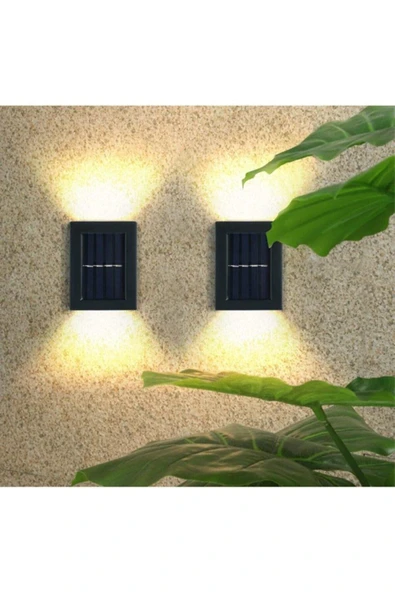 1 Adet Güneş Enerjili Solar Duvara Monteli Yeni Nesil Solar Çift Yönlü Duvar Lambası Aydınlatma Işık - 6