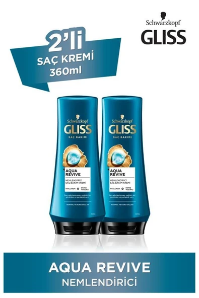 Gliss Aqua Revive Hyaluron Ve Deniz Yosunu Içeren Nemlendirici Saç Kremi 360 ml X 2 Adet - 2