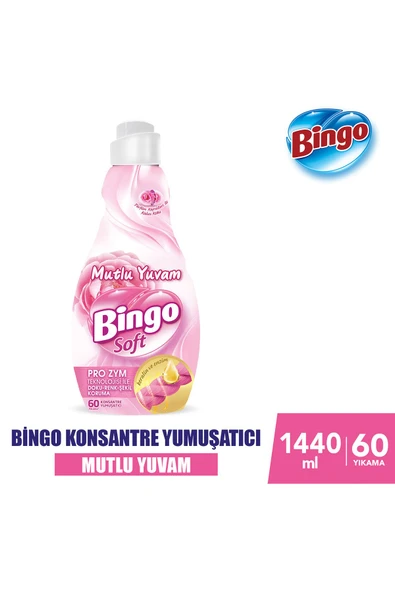 Bingo Soft Konsantre Çamaşır Yumuşatıcısı Mutlu Yuvam 1440 ml X 6 Adet - 2