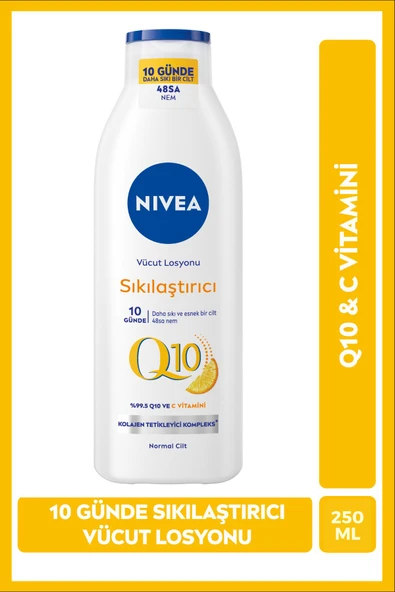 NIVEA Q10 Sıkılaştırıcı Vücut Losyonu 250ml, C Vitamini, 10 Günde Sıkılaşma, Nemlendirici, Esnek Cilt