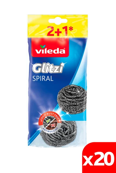 Vileda 3'lü Glitzi Inox Çelik 20'li Paket