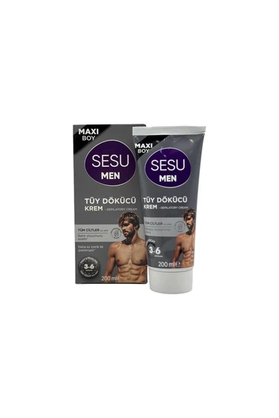 Sesu Men Maxi Boy Tüm Cilt Tipleri Için Erkek Tüy Dökücü Kremi 200 ml