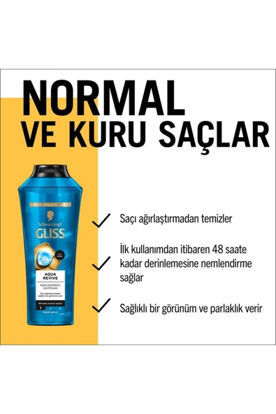Gliss Aqua Revive Nemlendirici Şampuan Normal Ve Kuru Saçlar 400 ml - Resim 2