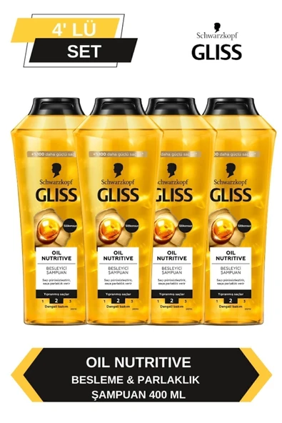 Gliss Oil Nutritive Şampuan 400ml x 4'lü Set