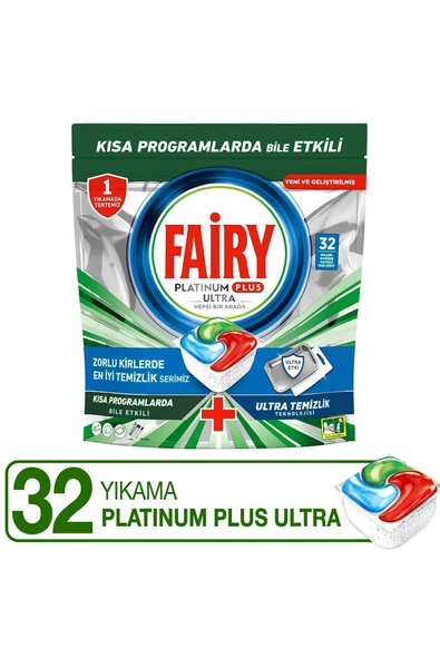 Fairy Platinum Plus Ultra Temizlik Bulaşık Makinesi Deterjanı Kapsülü 32 Yıkama Limon Kokulu