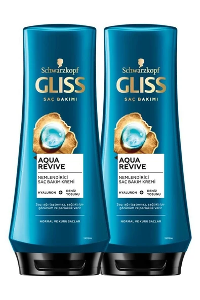 Gliss Aqua Revive Hyaluron Ve Deniz Yosunu Içeren Nemlendirici Saç Kremi 360 ml X 2 Adet