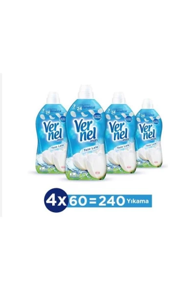 Vernel Max Konsantre Çamaşır Yumuşatıcısı 4 X 1440ml (240 YIKAMA) Taze Lale