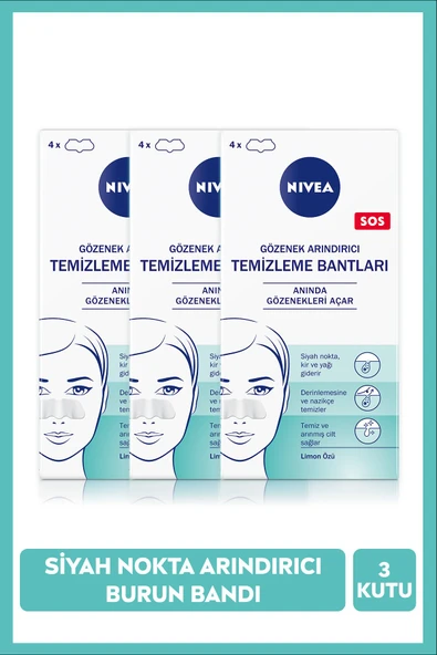 NIVEA Siyah Nokta Temizleyici Burun T-Bant, Gözenek Arındırıcı, Gözenek Açıcı, Limon Özü, X3 Paket 4 Adet ürün görseli 1