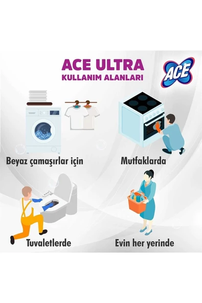 ACE Ultra Power Jel Kıvamlı Çamaşır Suyu Limon Tazeliği 750 ml X 3 Adet - 6
