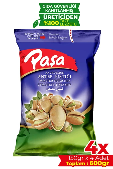 Paşa Kuruyemiş Kavrulmuş Antep Fıstığı 150 gr X 4 Adet (600 gr) - 1