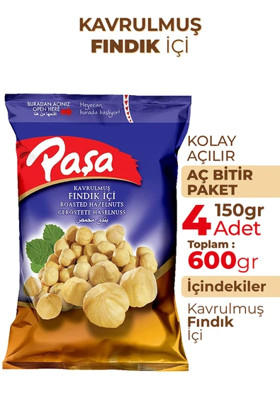 Paşa Kuruyemiş Kavrulmuş Fındık İçi 150 gr X 4 Adet (600 gr) - 2