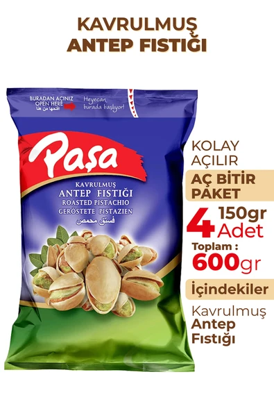 Paşa Kuruyemiş Kavrulmuş Antep Fıstığı 150 gr X 4 Adet (600 gr) - 2
