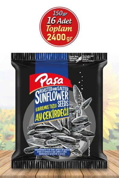 Kavrulmuş Tuzlu Siyah Ay Çekirdeği 150 gr X 16 Adet (2400 gr)