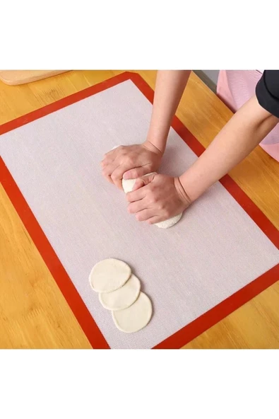 2 Adet Silikon Yıkanabilir Kendinden Yağlı Fırınlanabilir Kek Börek Pişirme Hamur Açma Matı 30X40 CM - 3