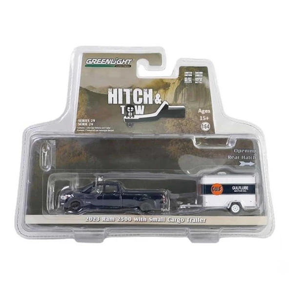 Çocuk Greenlight 1/64 2023 Ram 2500 With Small Cargo Trailer Model Araba - Resim 2