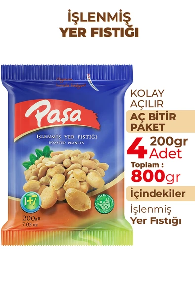 Paşa Kuruyemiş İşlenmiş Yer Fıstığı 200 gr X 4 Adet (800 gr) - 2