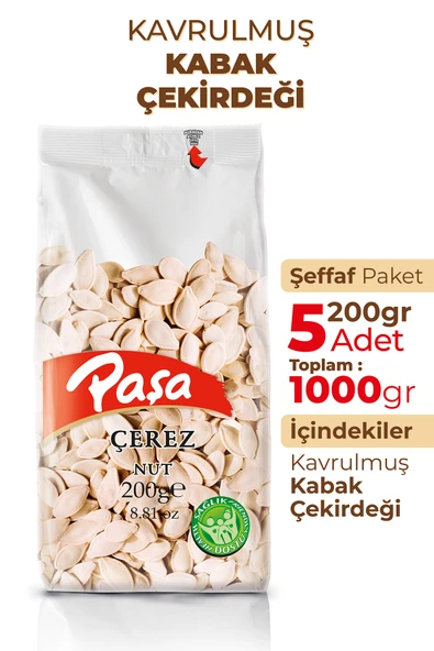 Paşa Kuruyemiş Kavrulmuş Kabak Çekirdeği 200 gr X 5 Adet (1 kg) - 2