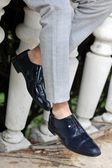 Pierro Erkek Lacivert Rugan Klasik ve Damatlık Rugan Ayakkabı Pierro-1950 - 3
