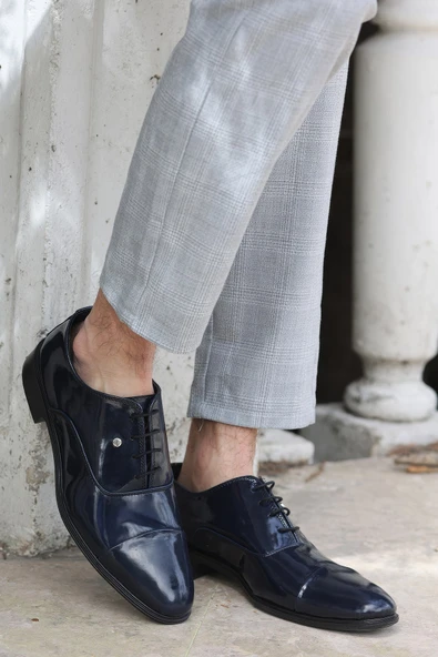 Pierro Erkek Lacivert Rugan Klasik ve Damatlık Rugan Ayakkabı Pierro-1950 - 2
