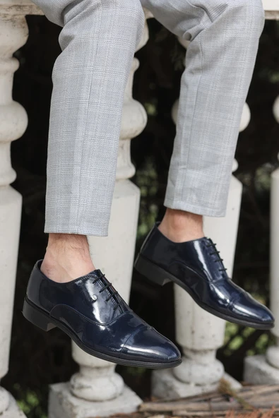 Pierro Erkek Lacivert Rugan Klasik ve Damatlık Rugan Ayakkabı Pierro-1950 - 4