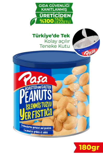 Paşa Kuruyemiş İşlenmiş Yer Fıstığı Teneke Kutu 180 gr - 1