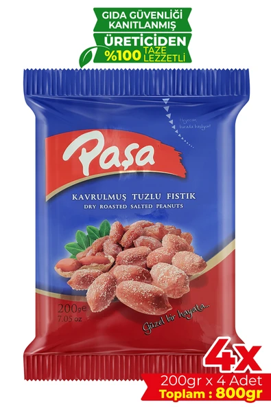 Paşa Kuruyemiş Kavrulmuş Tuzlu Fıstık 200 gr X 4 Adet (800 gr) - 1