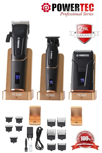 POWERTEC SAÇ+SAKAL+ENSE 3'LÜ  KESME SETİ-TR-5400 - 2