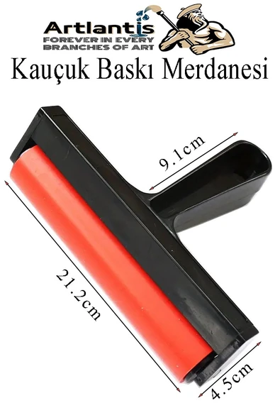 Kauçuk Baskı Merdanesi 20 cm 1 Adet Plastik Linol Baskı Merdanesi Silindir Rulo Merdane Vinil Baskı Yapıştırma - 2