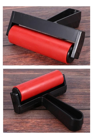 Kauçuk Baskı Merdanesi 15 cm 1 Adet Plastik Linol Baskı Merdanesi Silindir Rulo Merdane Vinil Baskı Yapıştırma - 4