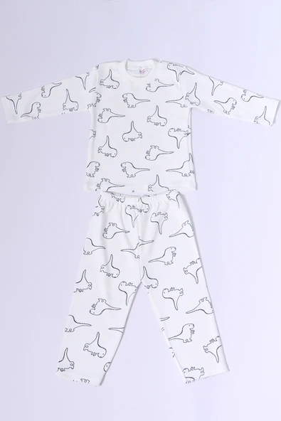 BEBEK PAMUK PİJAMA TAKIMI RENKLİ BASKILI BİSİKLET YAKA A2 - 6