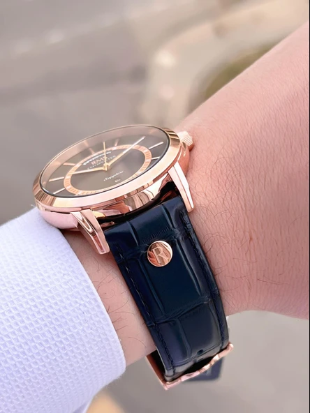 Romanson Sapphire Camlı Deri Kordon Takvimli Kadran 5Atm Suya Dayanıklı Erkek Kol Saati AG1632.04 - Resim 3